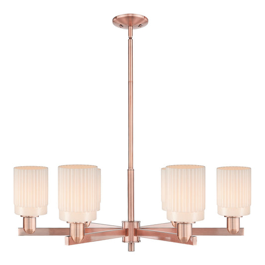 Innovations Hadley 34in 6-Light Chandelier | Industrial Antique Copper and Matte White Glass | Dining Room & Living Room | Model 716-6CR-AC-G341