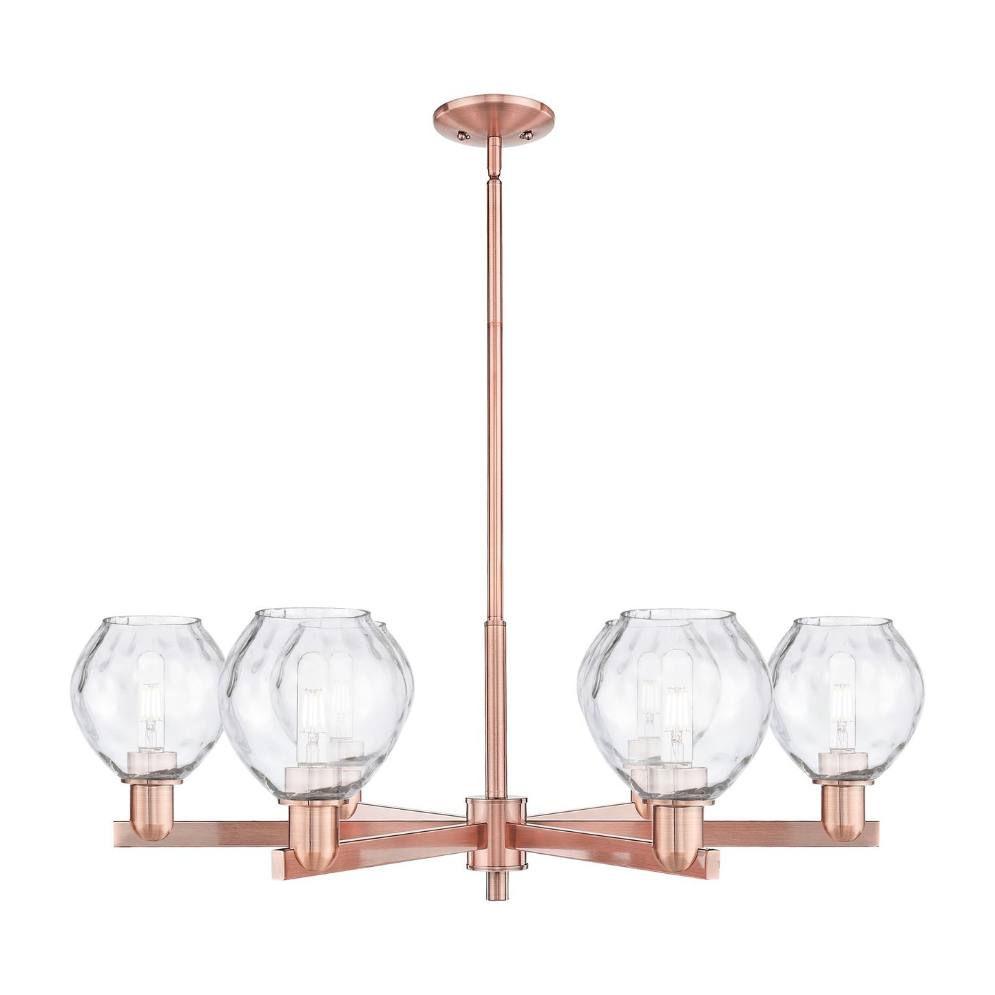 Innovations Waverly 36in 6-Light Chandelier | Industrial Antique Copper and Clear Glass | Dining Room & Living Room | Model 716-6CR-AC-G362
