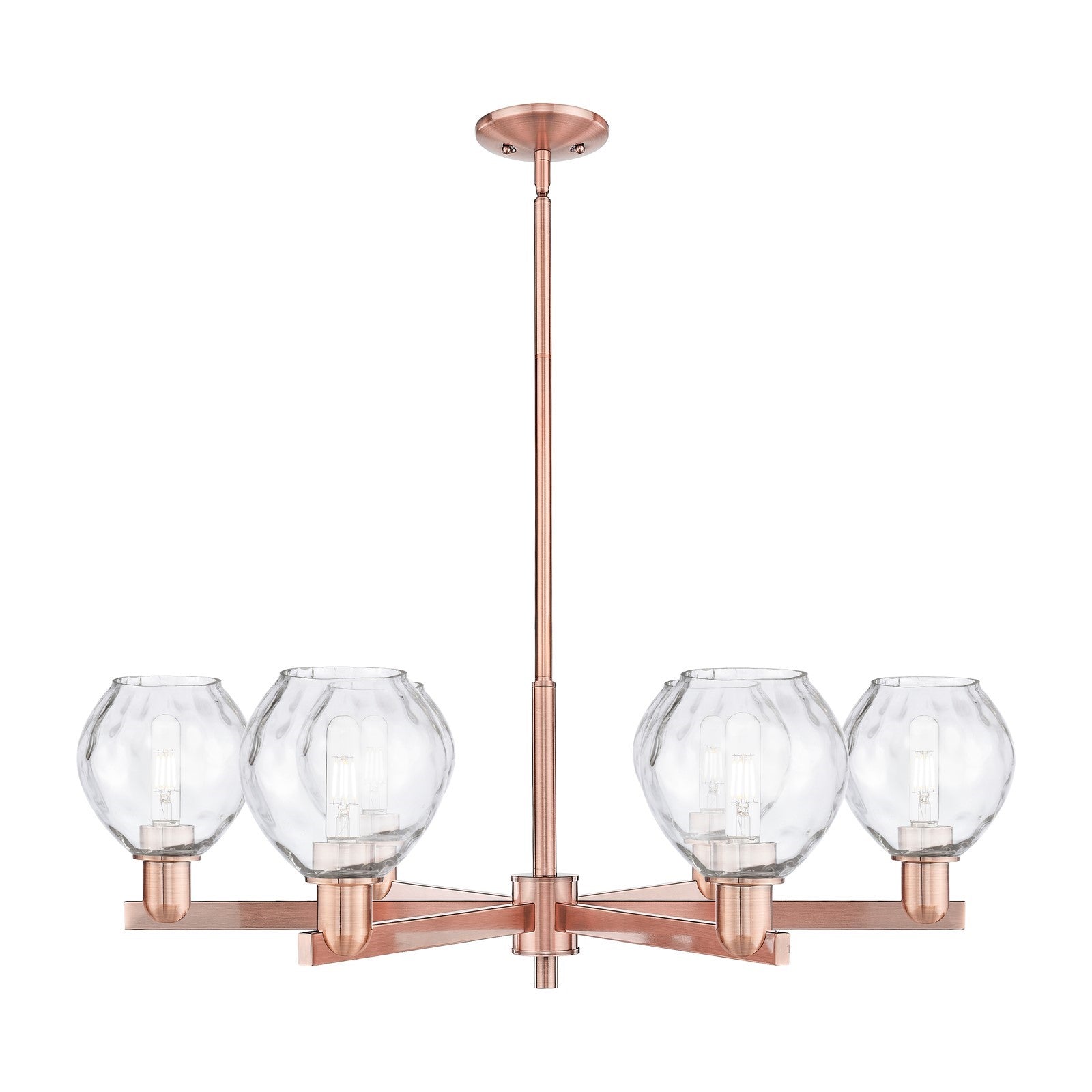 Innovations Waverly 36in 6-Light Chandelier | Industrial Antique Copper and Clear Glass | Dining Room & Living Room | Model 716-6CR-AC-G362