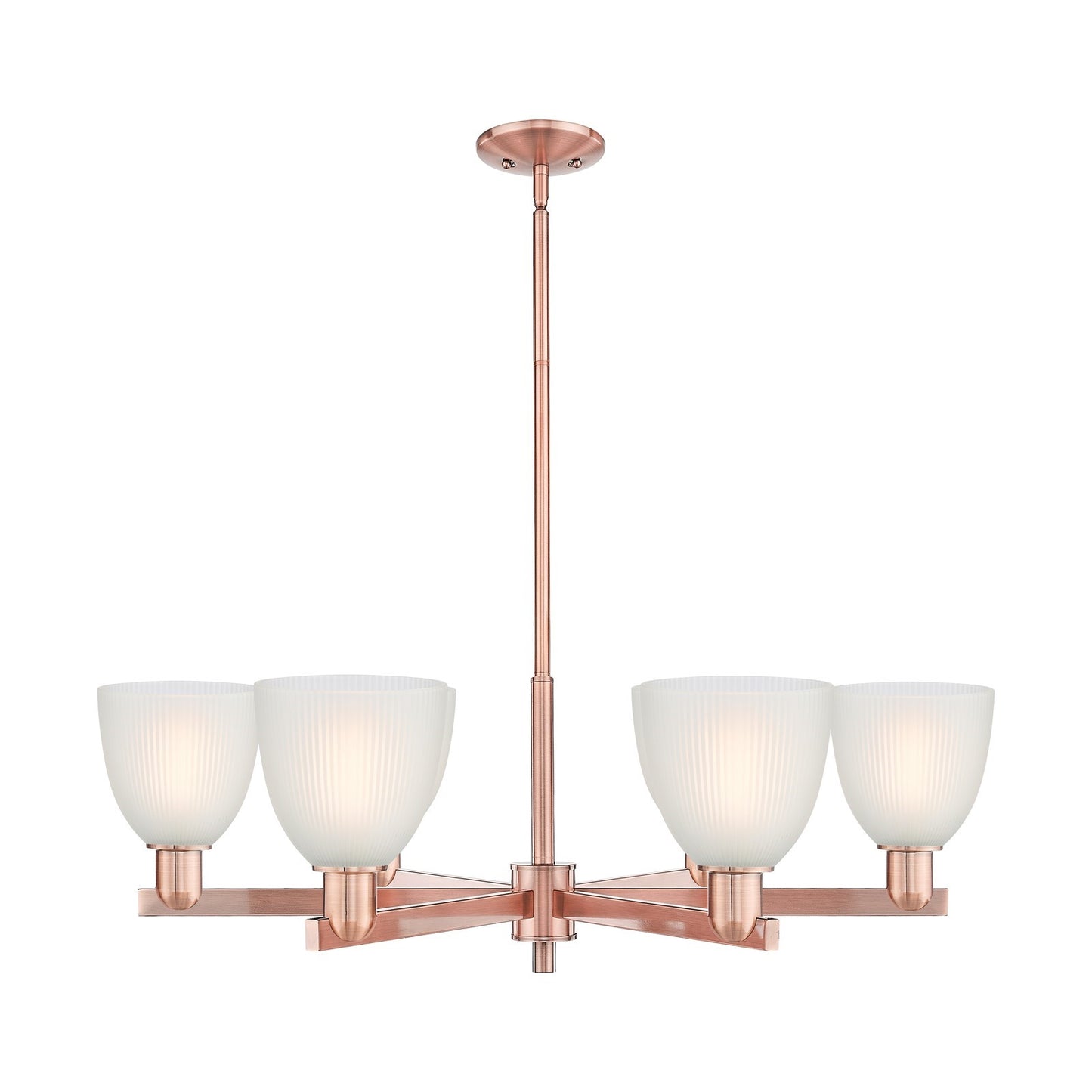 Innovations Castile 36in 6-Light Chandelier | Industrial Antique Copper and White Glass | Dining Room & Living Room | Model 716-6CR-AC-G381