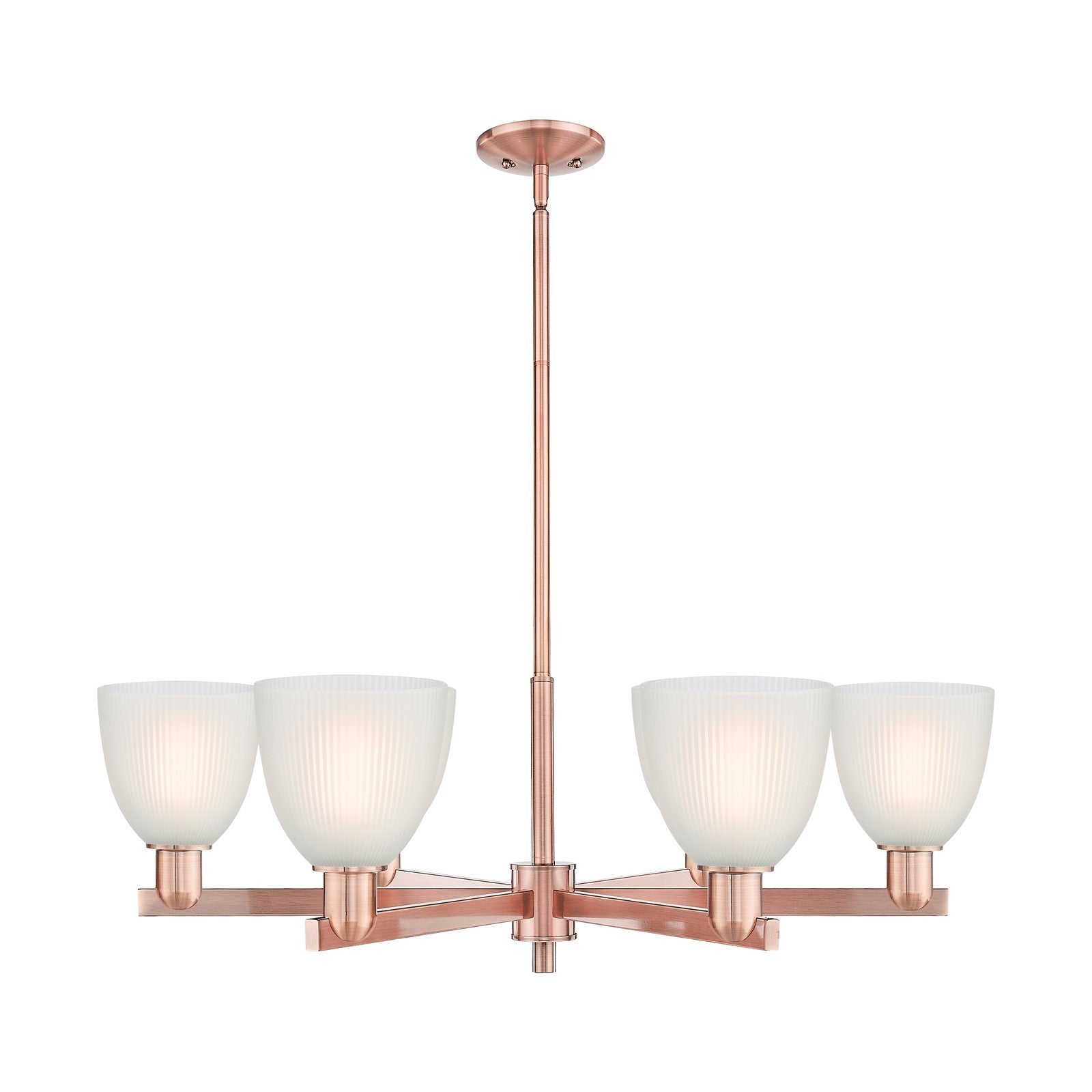 Innovations Castile 36in 6-Light Chandelier | Industrial Antique Copper and White Glass | Dining Room & Living Room | Model 716-6CR-AC-G381