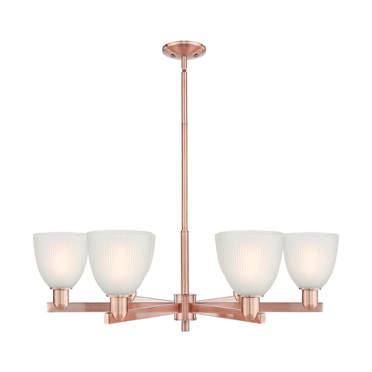 Innovations Castile 36in 6-Light Chandelier | Industrial Antique Copper and White Glass | Dining Room & Living Room | Model 716-6CR-AC-G381