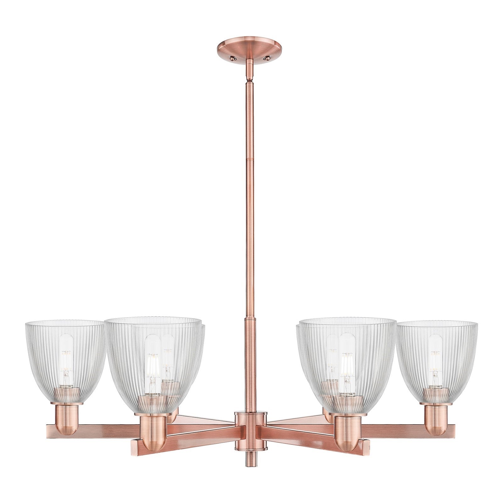 Innovations Castile 36in 6-Light Chandelier | Industrial Antique Copper Steel and Clear Glass | Dining Room & Living Room | Model 716-6CR-AC-G382