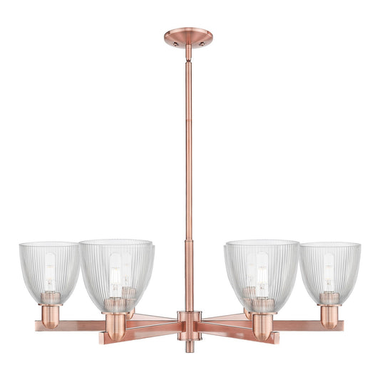 Innovations Castile 36in 6-Light Chandelier | Industrial Antique Copper Steel and Clear Glass | Dining Room & Living Room | Model 716-6CR-AC-G382