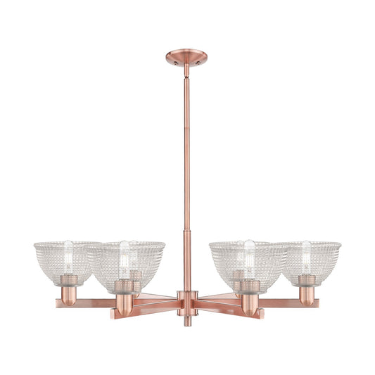 Innovations Arietta 38in 6-Light Chandelier | Industrial Antique Copper Steel and Clear Glass | Damp Rated Dining Room & Living | Model 716-6CR-AC-G422