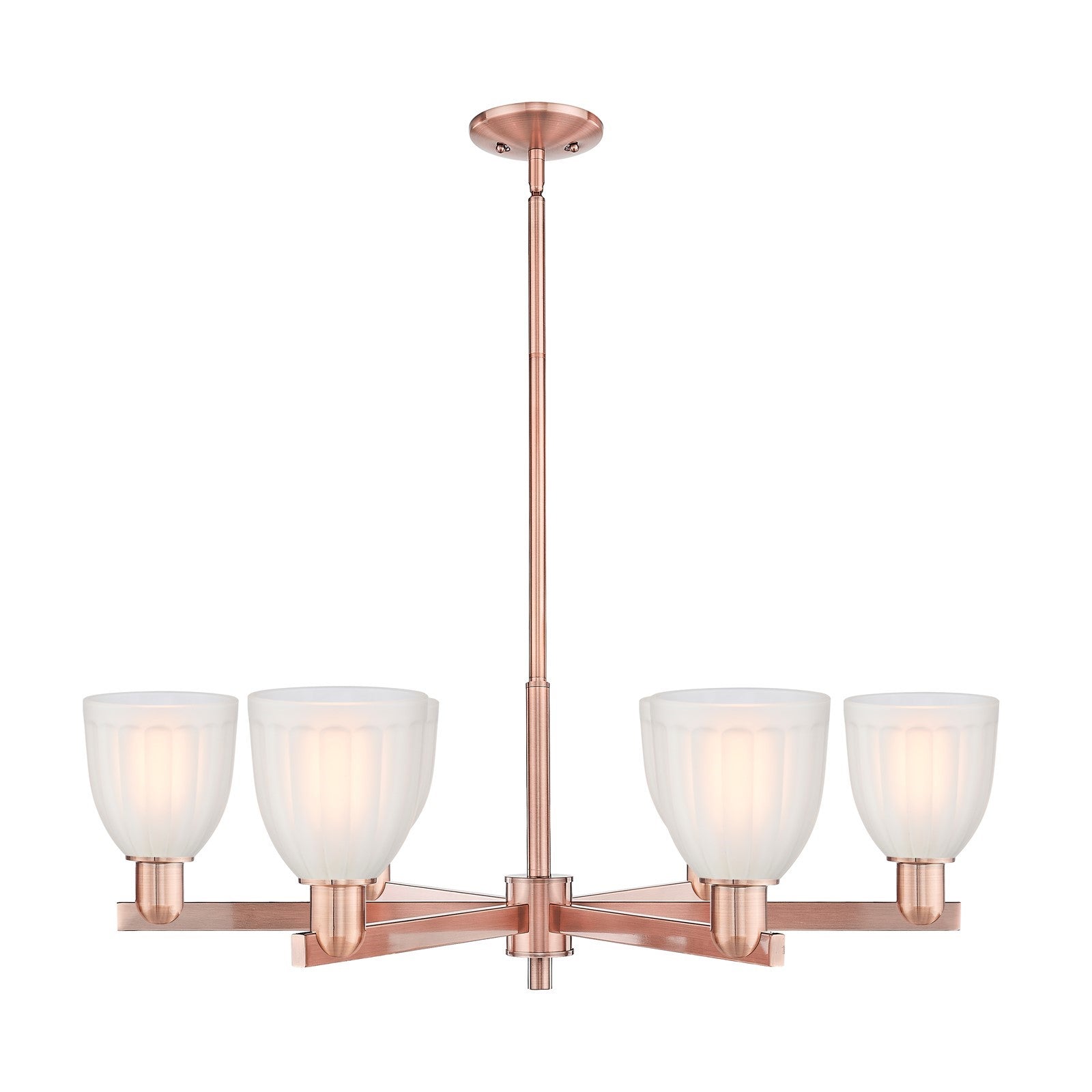 Innovations Brookfield 36in 6-Light Chandelier | Industrial Antique Copper Steel and White Frosted Ribbed Glass | Dining Room & | Model 716-6CR-AC-G441