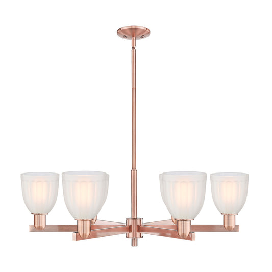 Innovations Brookfield 36in 6-Light Chandelier | Industrial Antique Copper Steel and White Frosted Ribbed Glass | Dining Room & | Model 716-6CR-AC-G441