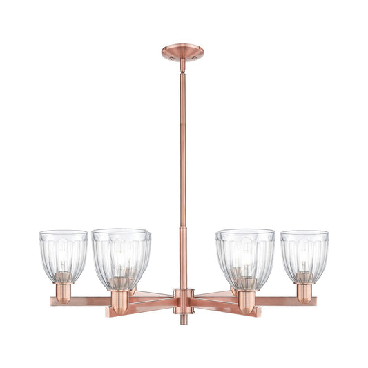 Innovations Brookfield 36in 6-Light Chandelier | Industrial Antique Copper Steel and Clear Ribbed Glass | Dining Room & Living | Model 716-6CR-AC-G442