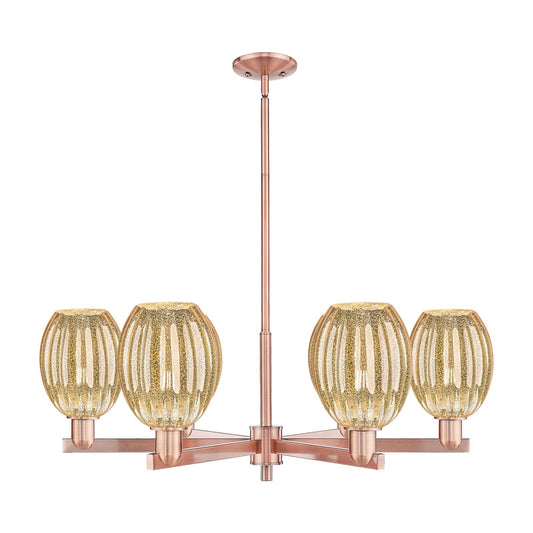 Innovations Preston Bulb 36in 6-Light Chandelier | Industrial Antique Copper and Mercury Glass | Dining Room & Living Room | Model 716-6CR-AC-G459-6ME