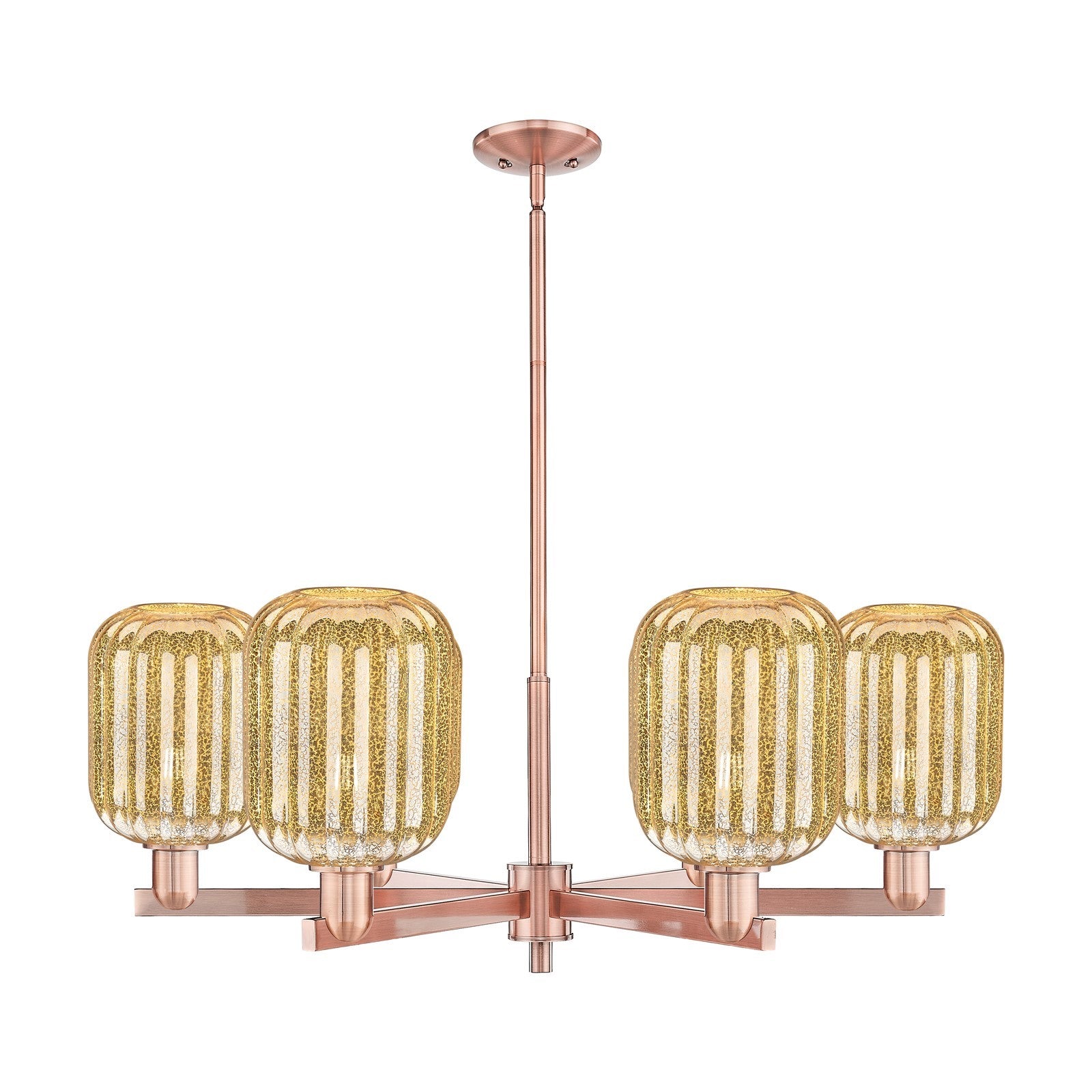 Innovations Preston Cylinder 36.5in 6-Light Chandelier | Industrial Antique Copper and Mercury Glass | Dining Room & Living | Model 716-6CR-AC-G460-7ME