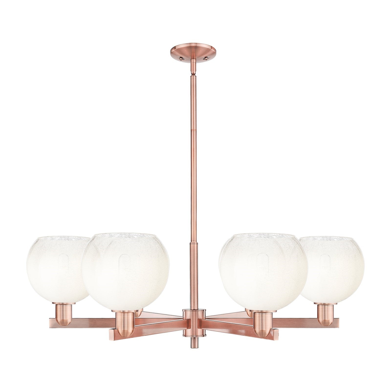 Innovations Brookhaven Globe 38in 6-Light Chandelier | Industrial Antique Copper Steel and Opal Glass | Dining Room & Living | Model 716-6CR-AC-G483-8OP
