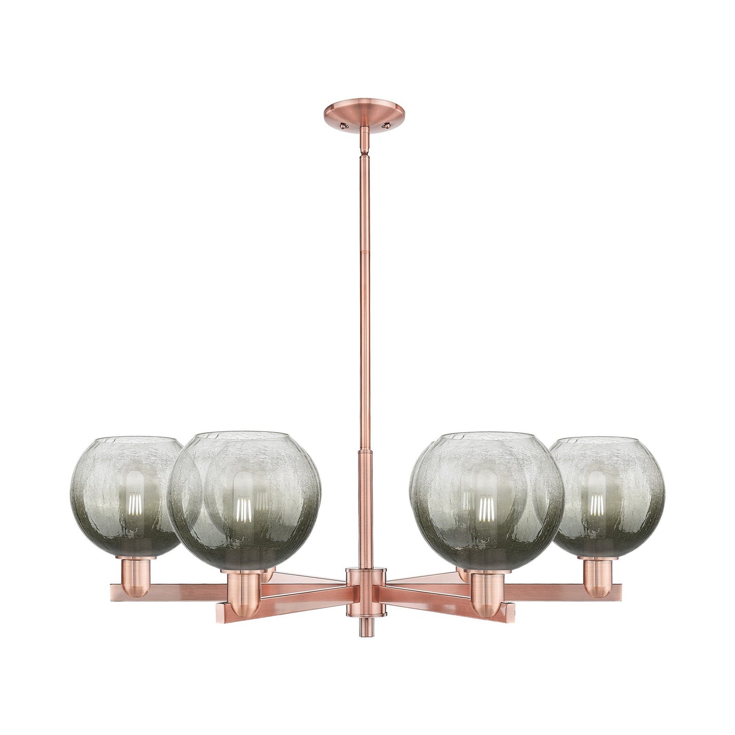 Innovations Brookhaven Globe 37.62in 6-Light Chandelier | Industrial Antique Copper Steel and Slate Glass | Dining Room & | Model 716-6CR-AC-G483-8SL