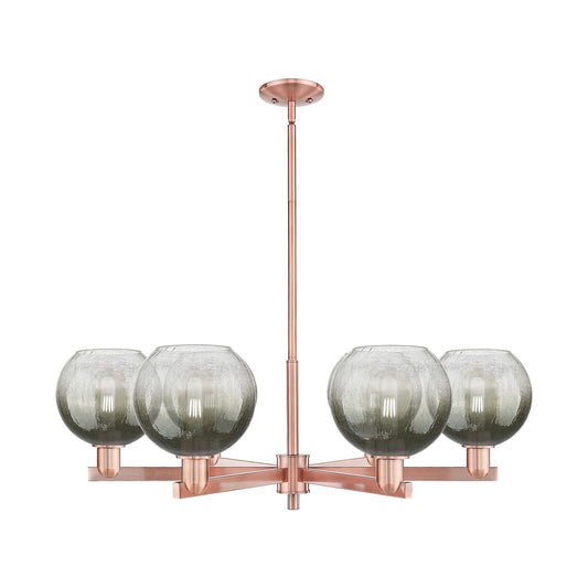 Innovations Brookhaven Globe 37.62in 6-Light Chandelier | Industrial Antique Copper Steel and Slate Glass | Dining Room & | Model 716-6CR-AC-G483-8SL