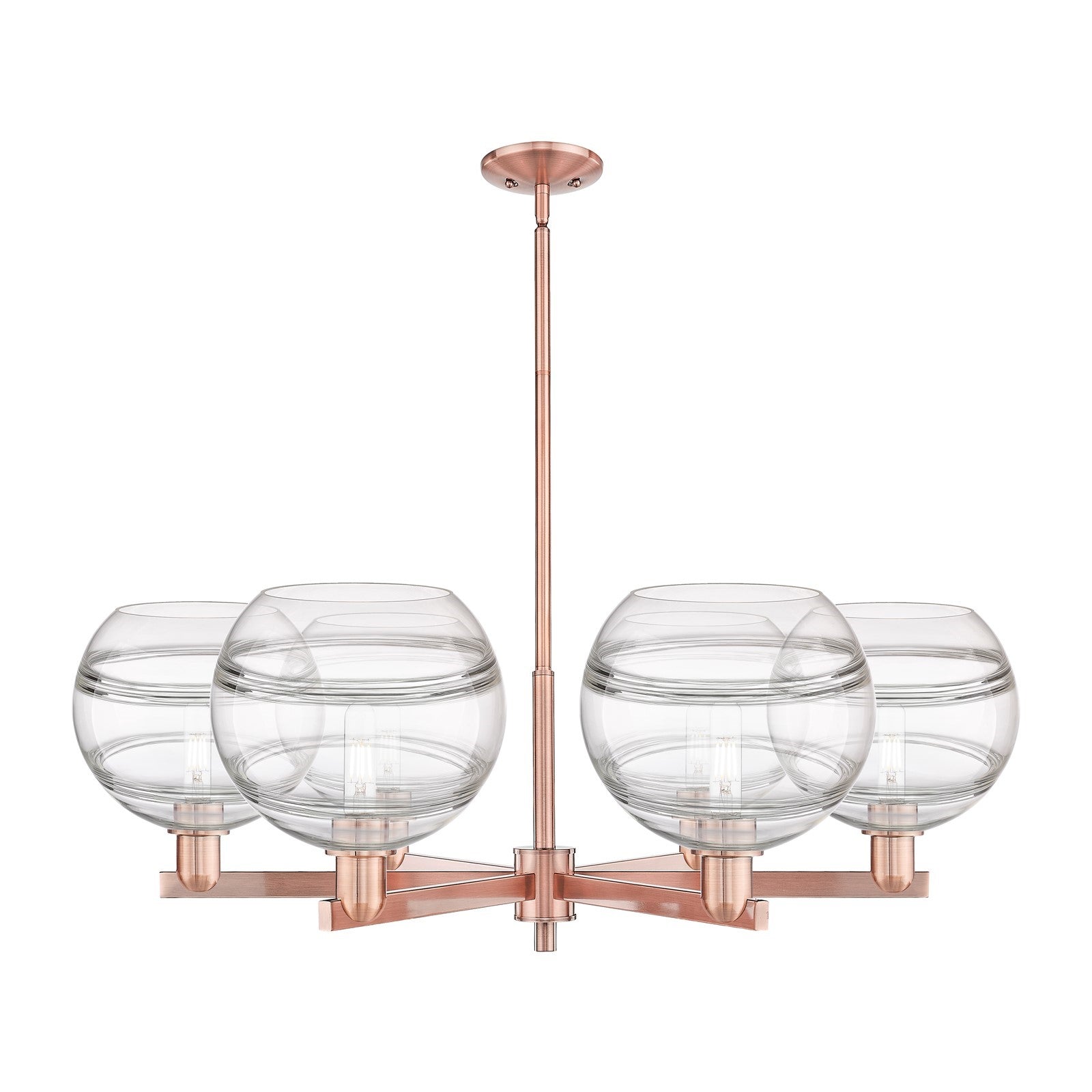 Innovations Rochester 40in 6-Light Chandelier | Industrial Antique Copper Steel and Clear Glass | Dining Room & Living Room | Model 716-6CR-AC-G556-10CL