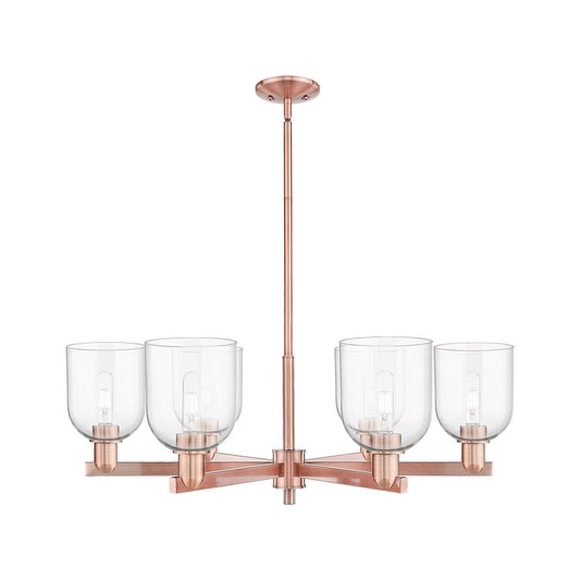 Innovations Bella 35in 6-Light Chandelier | Industrial Antique Copper and Clear Glass | Dining Room & Living Room | Model 716-6CR-AC-G558-6CL