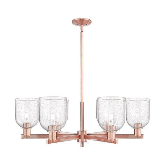 Innovations Bella 35in 6-Light Chandelier | Industrial Antique Copper Steel and Seedy Glass | Dining Room & Living Room | Model 716-6CR-AC-G558-6SDY