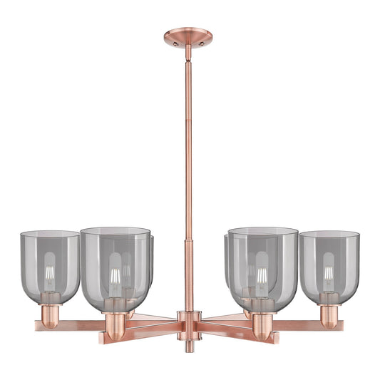 Innovations Bella 35in 6-Light Chandelier | Industrial Antique Copper and Light Smoke Glass | Kitchen Island & Dining Room | Model 716-6CR-AC-G558-6SM