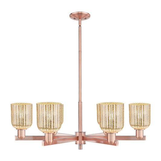 Innovations Bridal Veil 34.75in 6-Light Chandelier | Industrial Antique Copper Steel and Mercury Ribbed Glass | Dining Room & | Model 716-6CR-AC-G559-5ME