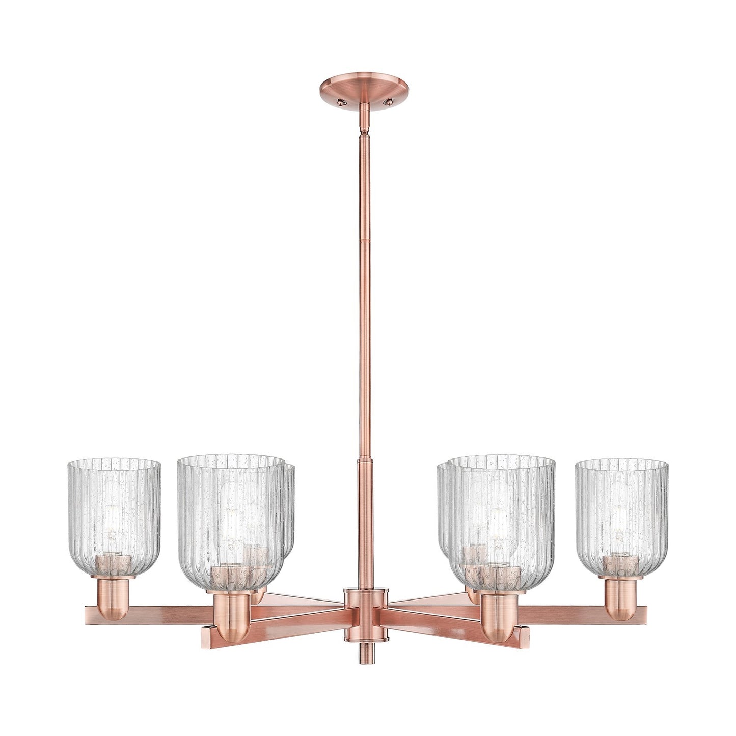 Innovations Bridal Veil 34.75in 6-Light Chandelier | Industrial Antique Copper Steel and Seedy Glass | Dining Room & Living | Model 716-6CR-AC-G559-5SDY