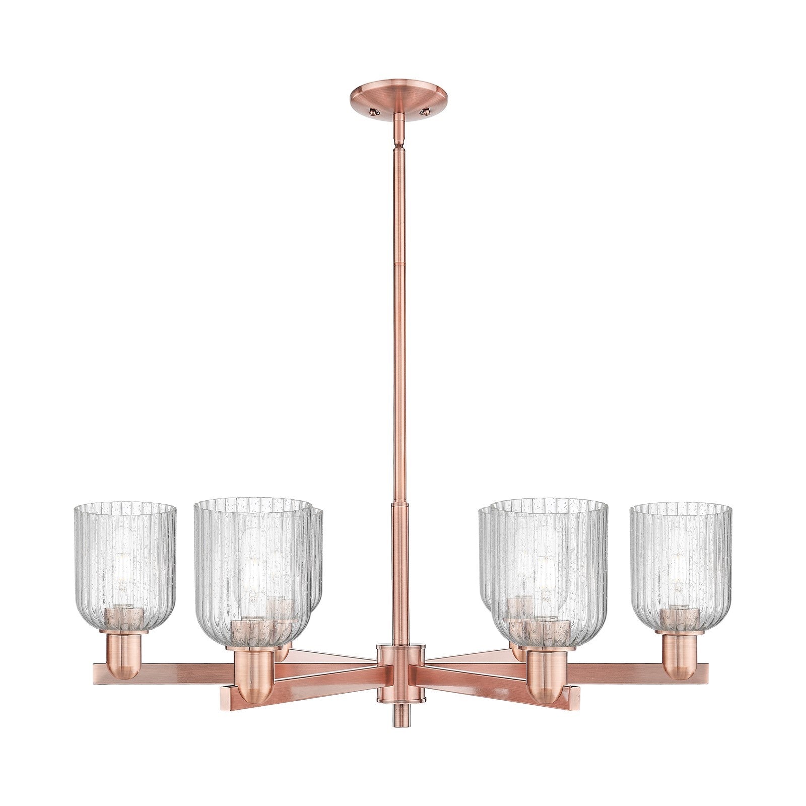 Innovations Bridal Veil 34.75in 6-Light Chandelier | Industrial Antique Copper Steel and Seedy Glass | Dining Room & Living | Model 716-6CR-AC-G559-5SDY