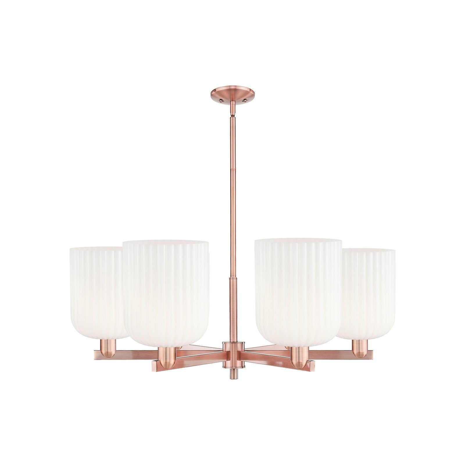 Innovations Bridal Veil 38in 6-Light Chandelier | Industrial Antique Copper and Gloss White Glass | Damp Rated Dining Room & | Model 716-6CR-AC-G559-8GWH
