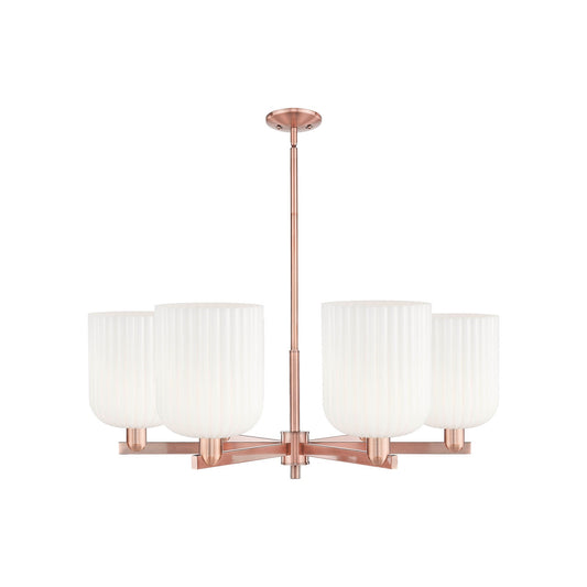 Innovations Bridal Veil 38in 6-Light Chandelier | Industrial Antique Copper and Gloss White Glass | Damp Rated Dining Room & | Model 716-6CR-AC-G559-8GWH
