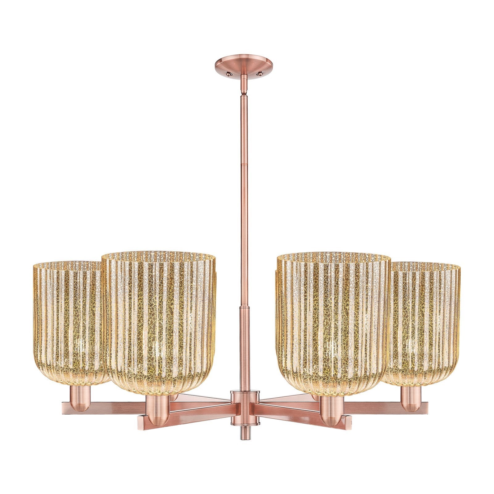 Innovations Bridal Veil 38in 6-Light Chandelier | Industrial Antique Copper and Mercury Ribbed Glass | Dining Room & Living | Model 716-6CR-AC-G559-8ME