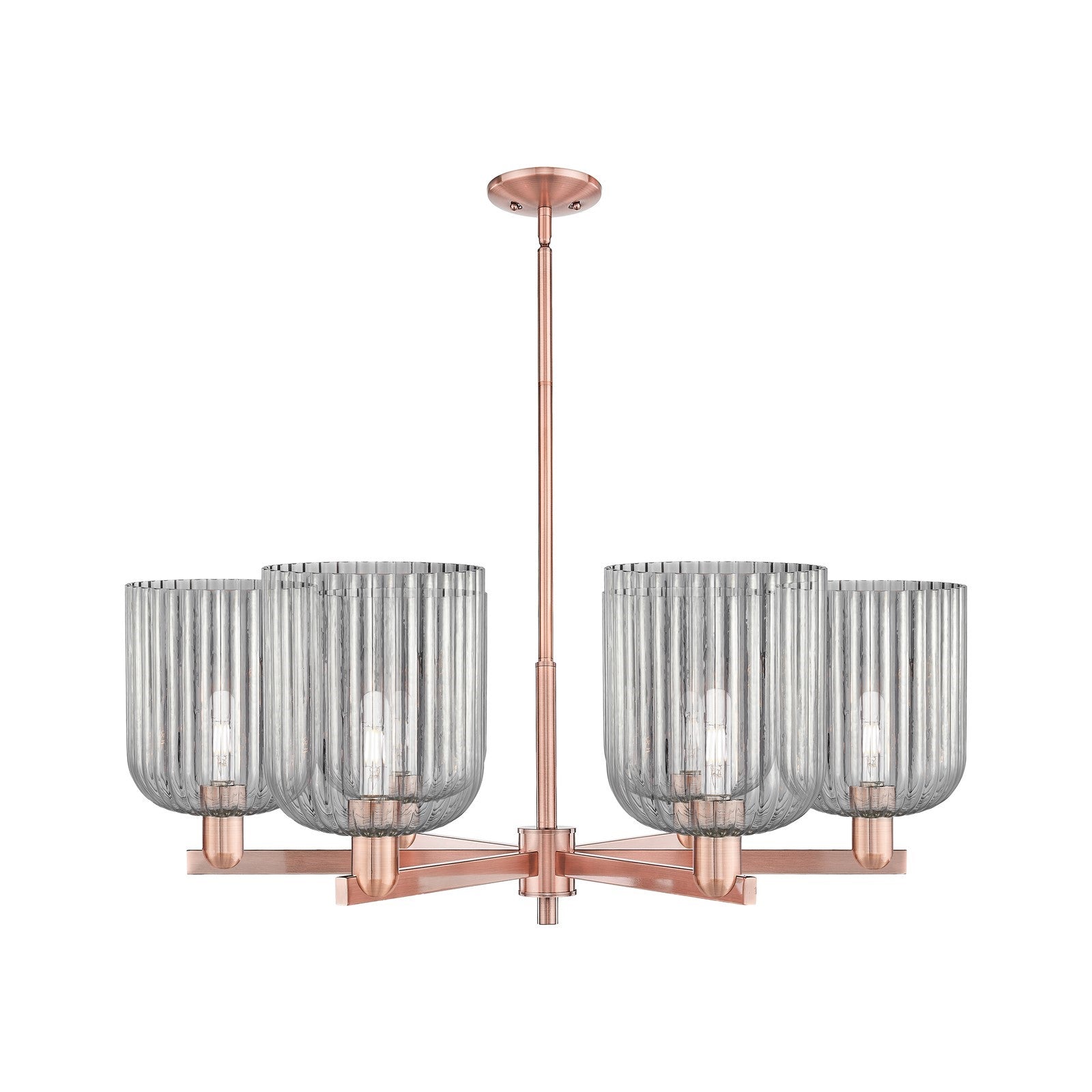 Innovations Bridal Veil 38in 6-Light Chandelier | Industrial Antique Copper and Seedy Ribbed Glass | Dining Room & Living | Model 716-6CR-AC-G559-8SDY