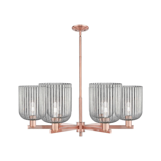 Innovations Bridal Veil 38in 6-Light Chandelier | Industrial Antique Copper and Seedy Ribbed Glass | Dining Room & Living | Model 716-6CR-AC-G559-8SDY