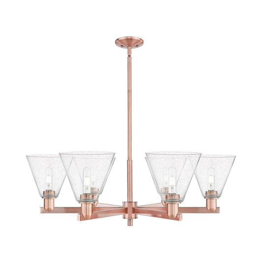Innovations Berkshire Glass 38in 6-Light Chandelier | Industrial Antique Copper Steel and Seedy Glass | Dining Room & Living | Model 716-6CR-AC-GBC-84