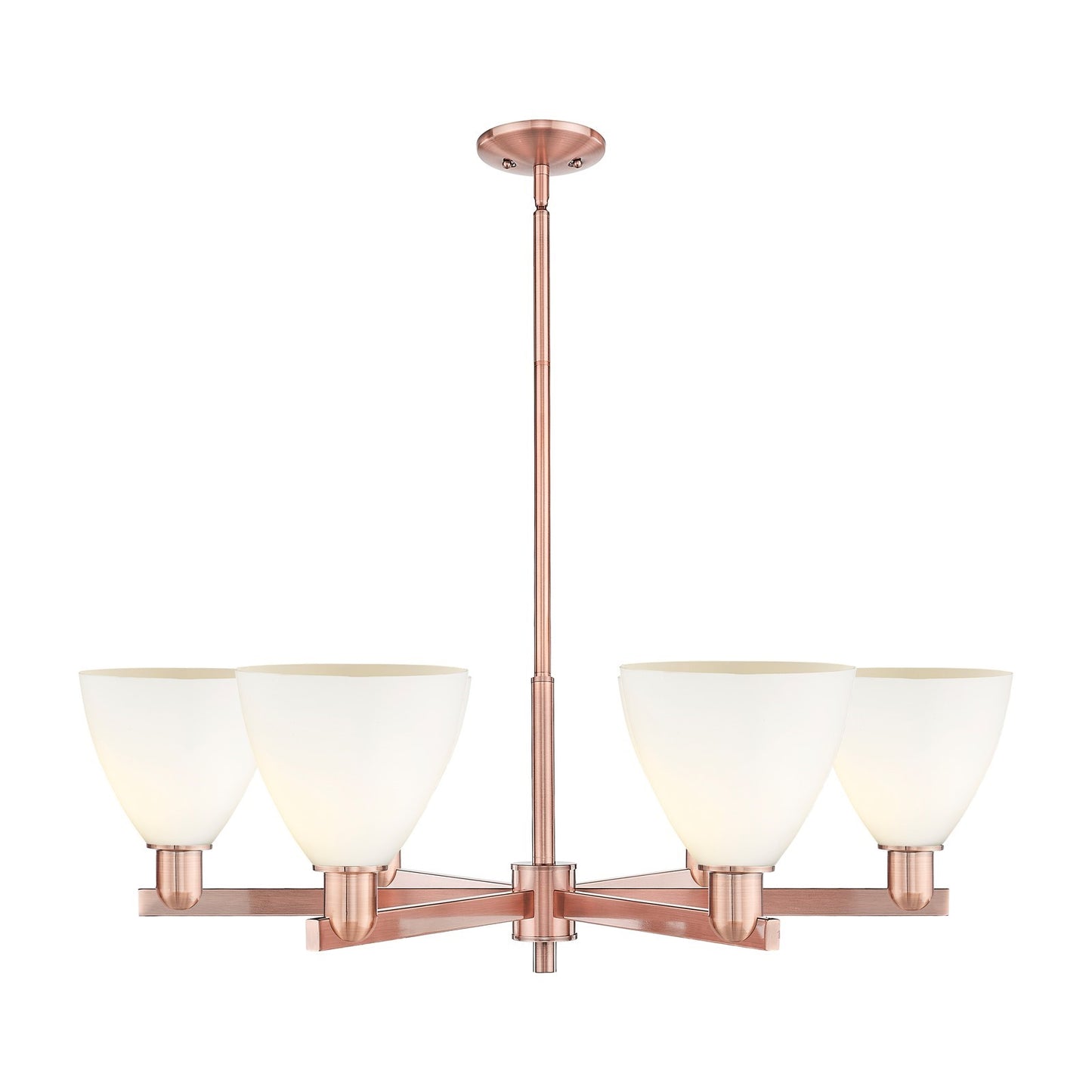 Innovations Bristol 37in 6-Light Chandelier | Industrial Antique Copper and Matte White Glass | Dining Room & Living Room | Model 716-6CR-AC-GBD-751