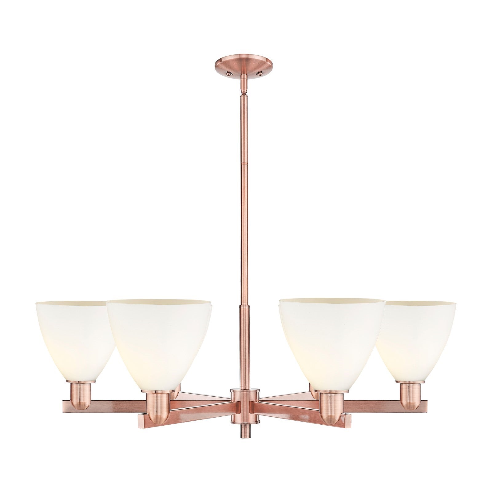 Innovations Bristol 37in 6-Light Chandelier | Industrial Antique Copper and Matte White Glass | Dining Room & Living Room | Model 716-6CR-AC-GBD-751