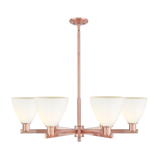 Innovations Bristol 37in 6-Light Chandelier | Industrial Antique Copper and Matte White Glass | Dining Room & Living Room | Model 716-6CR-AC-GBD-751