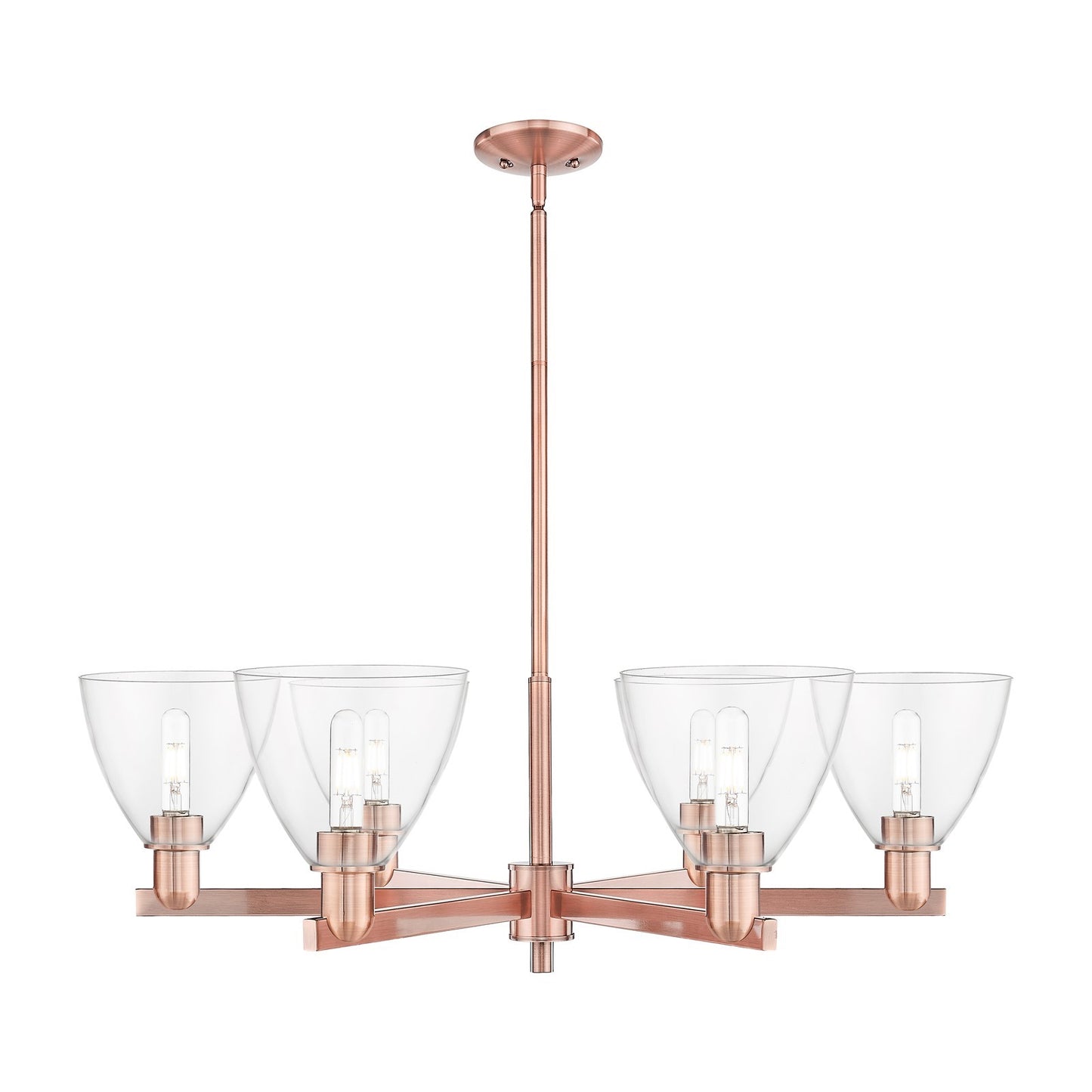 Innovations Bristol 37in 6-Light Chandelier | Industrial Antique Copper Steel and Clear Glass | Dining Room & Living Room | Model 716-6CR-AC-GBD-752
