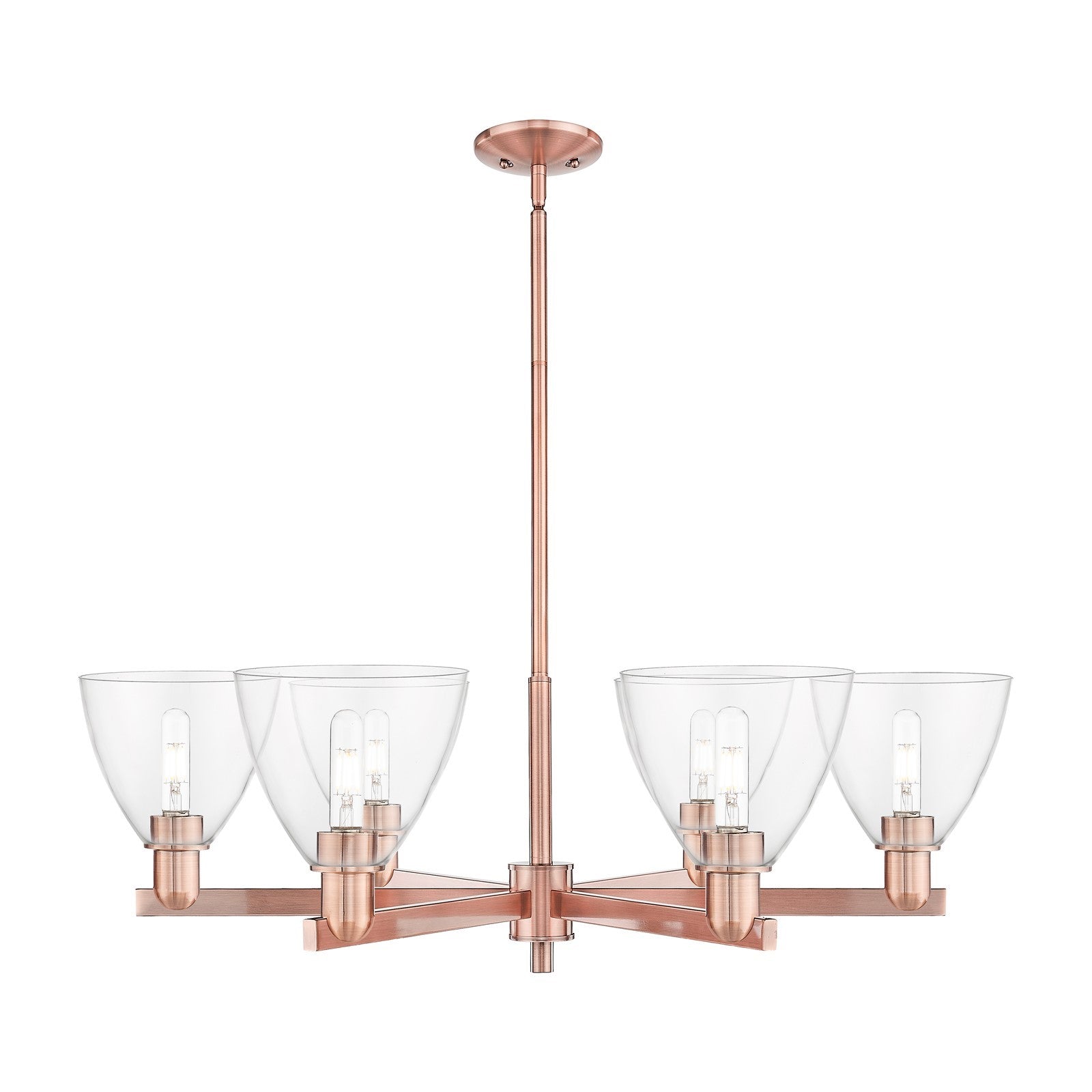Innovations Bristol 37in 6-Light Chandelier | Industrial Antique Copper Steel and Clear Glass | Dining Room & Living Room | Model 716-6CR-AC-GBD-752