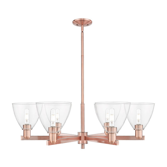 Innovations Bristol 37in 6-Light Chandelier | Industrial Antique Copper Steel and Clear Glass | Dining Room & Living Room | Model 716-6CR-AC-GBD-752