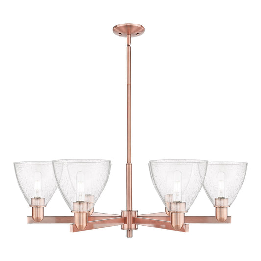 Innovations Bristol 37in 6-Light Chandelier | Industrial Antique Copper Steel and Cast Brass Seedy Glass | Dining Room & Living | Model 716-6CR-AC-GBD-754