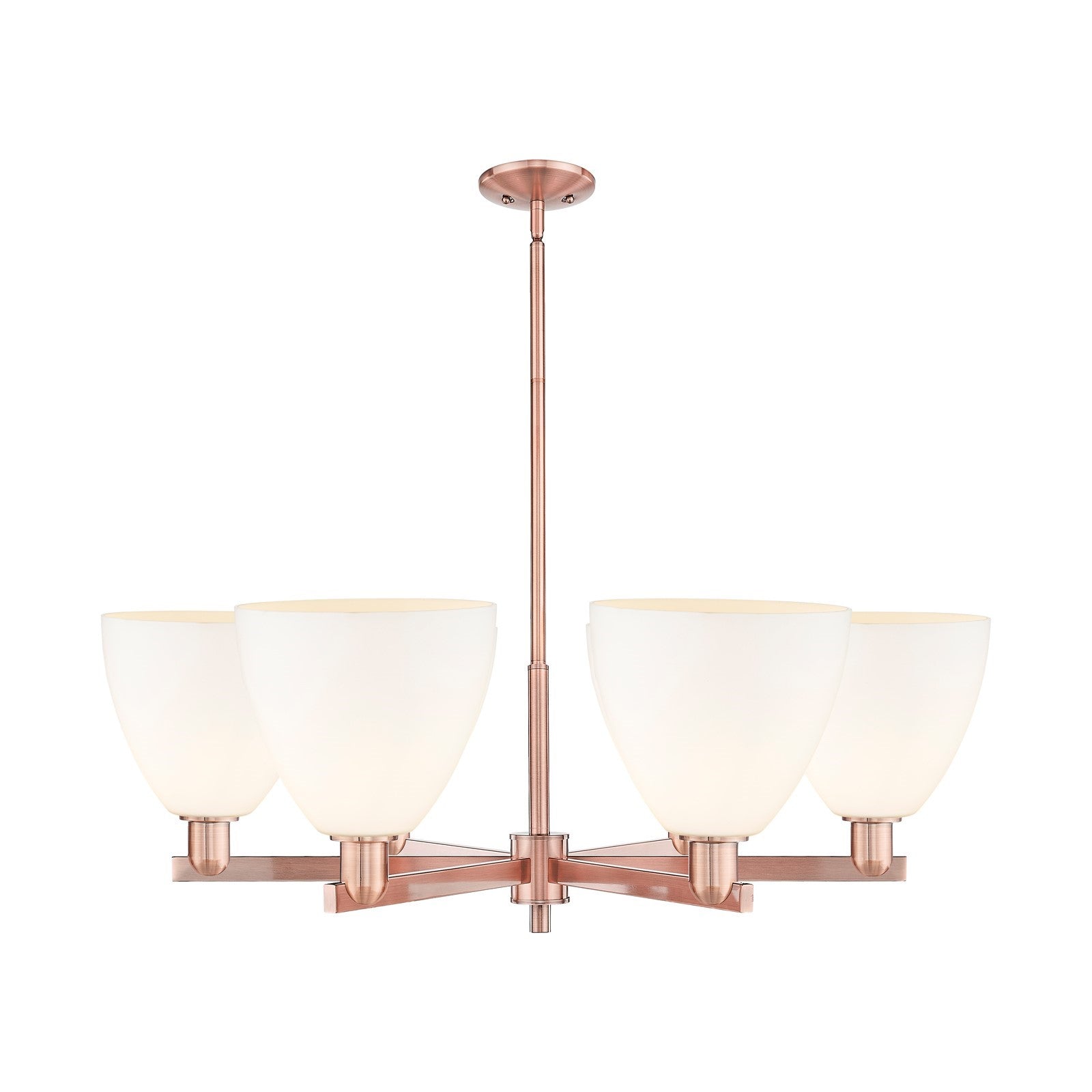 Innovations Bristol 39in 6-Light Chandelier | Industrial Antique Copper Steel and Matte White Glass | Damp-Rated Dining Room & | Model 716-6CR-AC-GBD-91