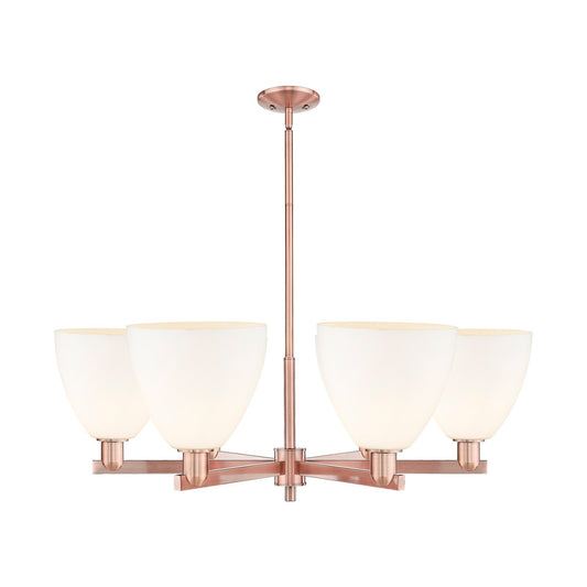 Innovations Bristol 39in 6-Light Chandelier | Industrial Antique Copper Steel and Matte White Glass | Damp-Rated Dining Room & | Model 716-6CR-AC-GBD-91