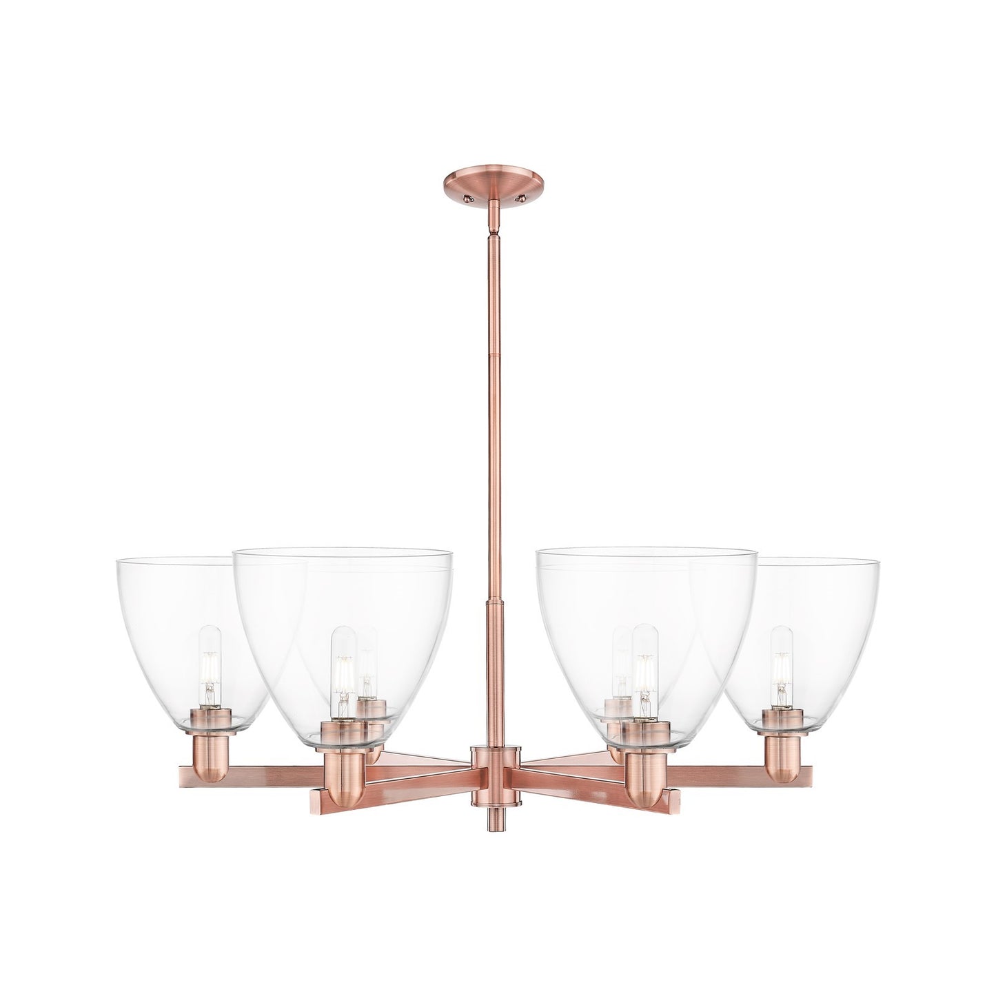 Innovations Bristol 39in 6-Light Chandelier | Industrial Antique Copper Steel and Clear Glass | Dining Room & Living Room | Model 716-6CR-AC-GBD-92