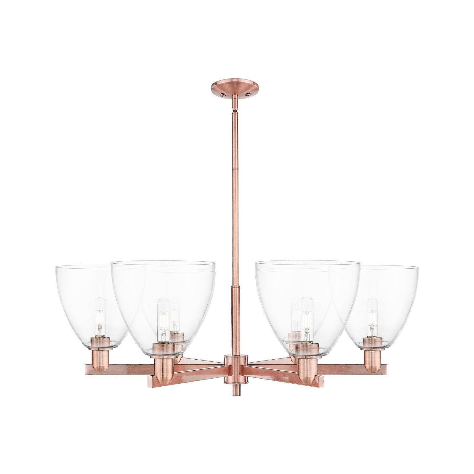 Innovations Bristol 39in 6-Light Chandelier | Industrial Antique Copper Steel and Clear Glass | Dining Room & Living Room | Model 716-6CR-AC-GBD-92