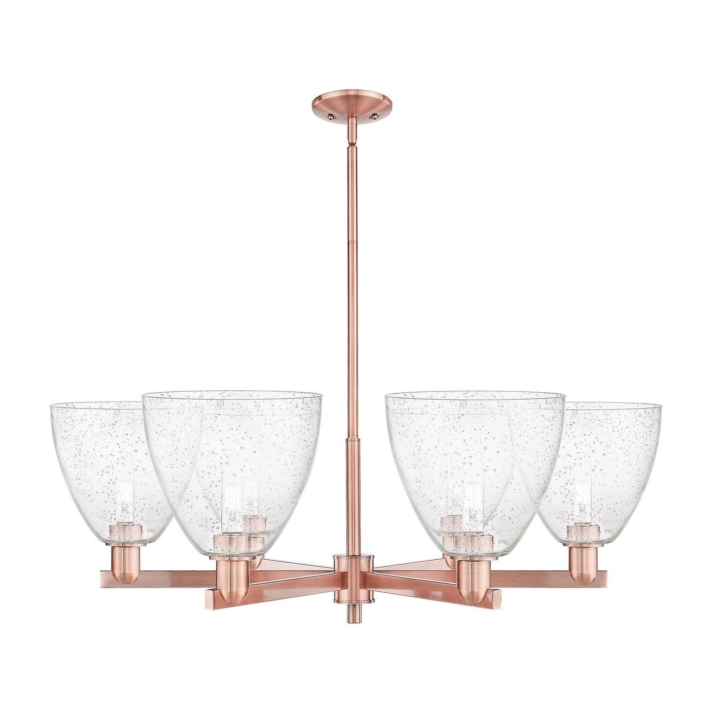Innovations Bristol 39in 6-Light Chandelier | Industrial Antique Copper Steel and Seedy Glass | Dining Room & Living Room | Model 716-6CR-AC-GBD-94
