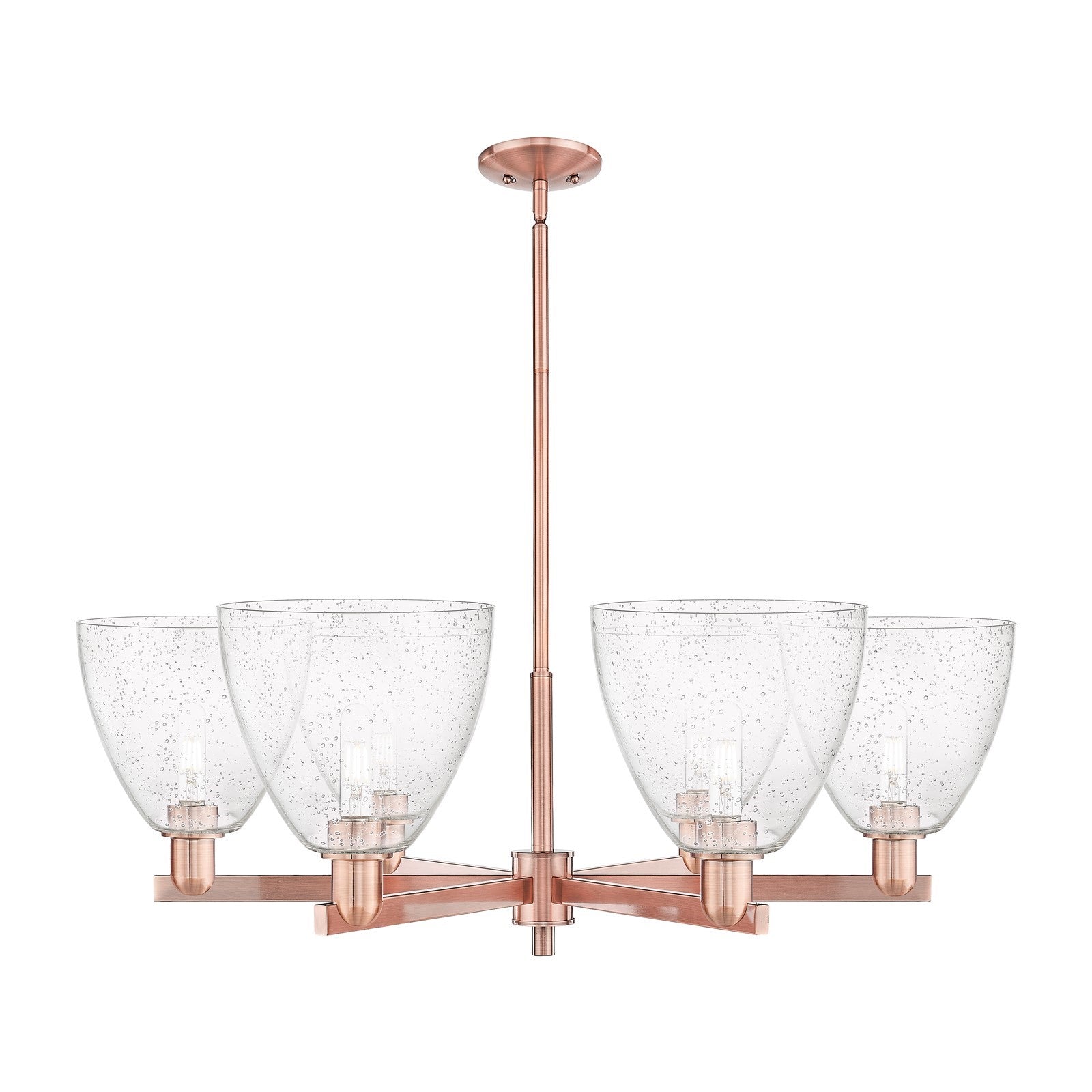 Innovations Bristol 39in 6-Light Chandelier | Industrial Antique Copper Steel and Seedy Glass | Dining Room & Living Room | Model 716-6CR-AC-GBD-94