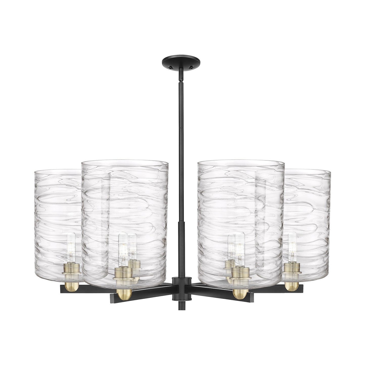 Innovations Cobbleskill 39in 6-Light Chandelier | Industrial Black Antique Brass and Deco Swirl Glass | Kitchen Island & | Model 716-6CR-BAB-G1113-L