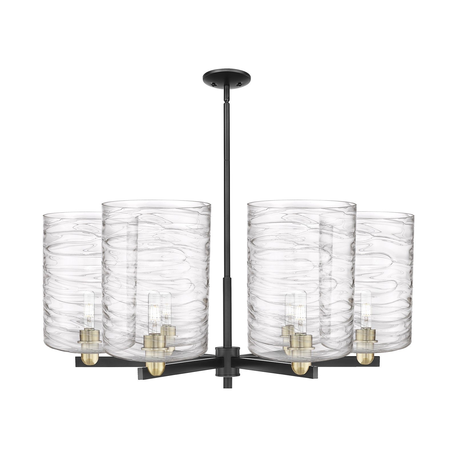 Innovations Cobbleskill 39in 6-Light Chandelier | Industrial Black Antique Brass and Deco Swirl Glass | Kitchen Island & | Model 716-6CR-BAB-G1113-L