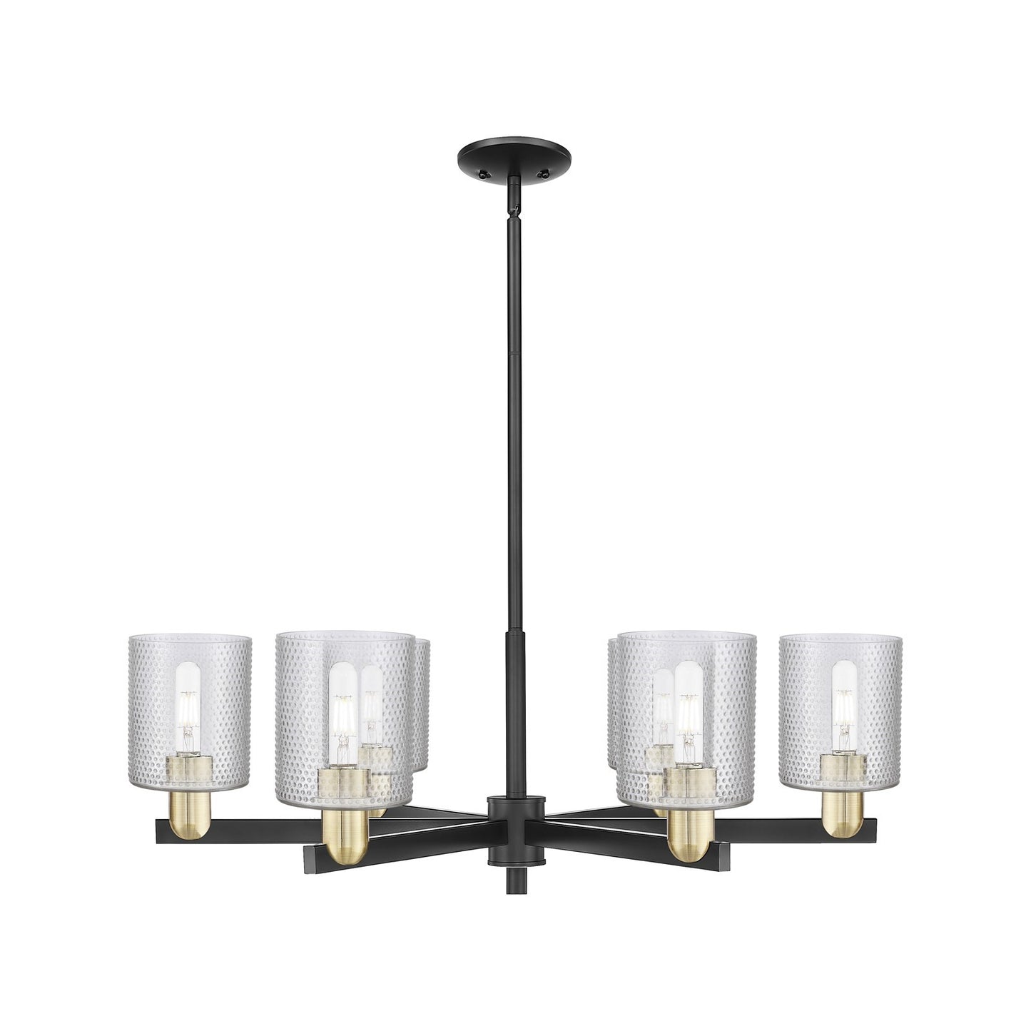 Innovations Cobbleskill 35in 6-Light Chandelier | Industrial Black Antique Brass Steel and Clear Glass | Dining Room & Kitchen | Model 716-6CR-BAB-G112