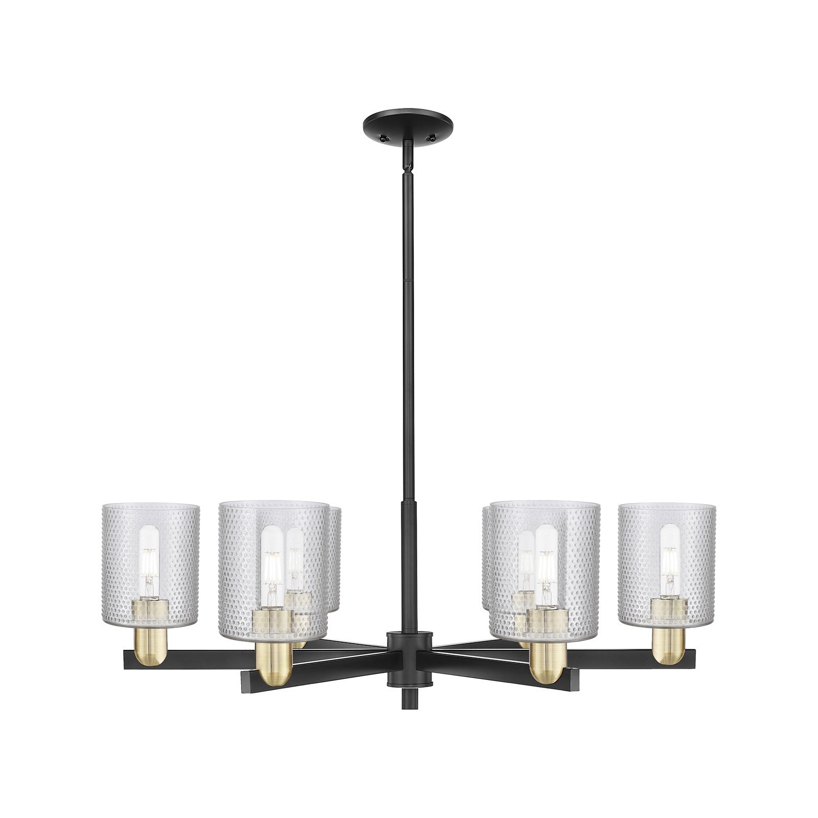 Innovations Cobbleskill 35in 6-Light Chandelier | Industrial Black Antique Brass Steel and Clear Glass | Dining Room & Kitchen | Model 716-6CR-BAB-G112