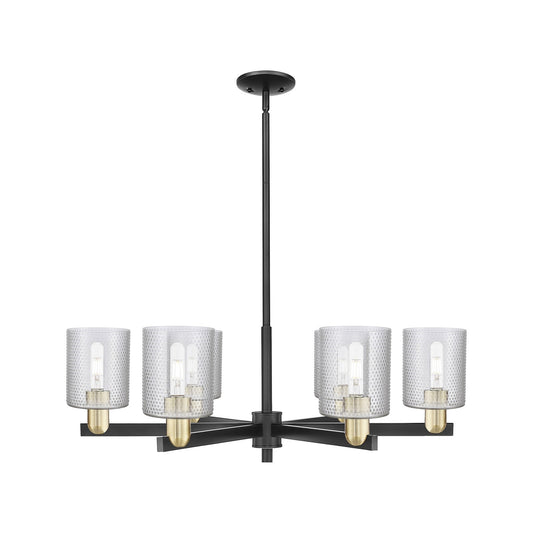Innovations Cobbleskill 35in 6-Light Chandelier | Industrial Black Antique Brass Steel and Clear Glass | Dining Room & Kitchen | Model 716-6CR-BAB-G112