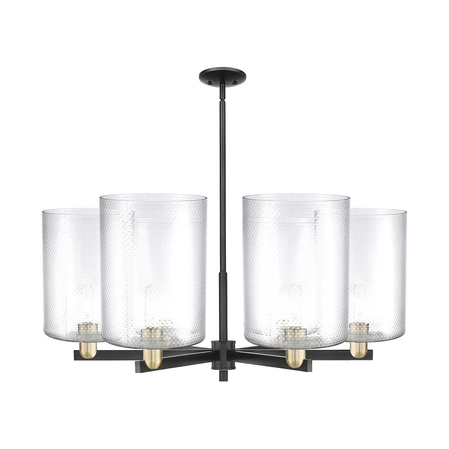 Innovations Cobbleskill 39in 6-Light Chandelier | Industrial Black Antique Brass Steel and Clear Glass | Kitchen Island & | Model 716-6CR-BAB-G112-L