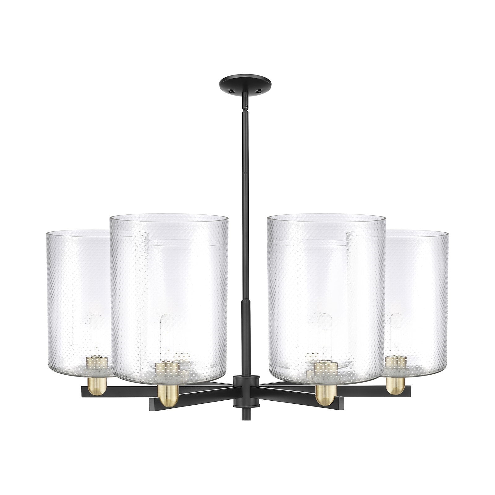 Innovations Cobbleskill 39in 6-Light Chandelier | Industrial Black Antique Brass Steel and Clear Glass | Kitchen Island & | Model 716-6CR-BAB-G112-L
